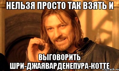 НЕЛЬЗЯ ПРОСТО ТАК ВЗЯТЬ И ВЫГОВОРИТЬ Шри-Джаяварденепура-Котте, Мем Нельзя просто так взять и (Боромир мем)