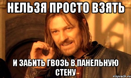 Нельзя просто взять и забить гвозь в панельную стену, Мем Нельзя просто так взять и (Боромир мем)