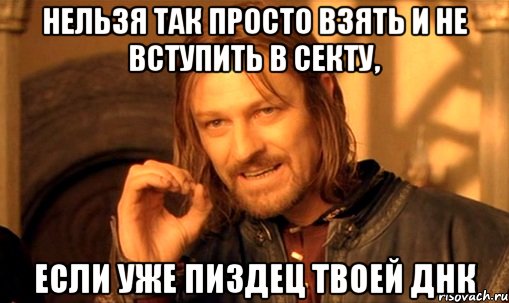 нельзя так просто взять и не вступить в секту, если уже пиздец твоей днк, Мем Нельзя просто так взять и (Боромир мем)