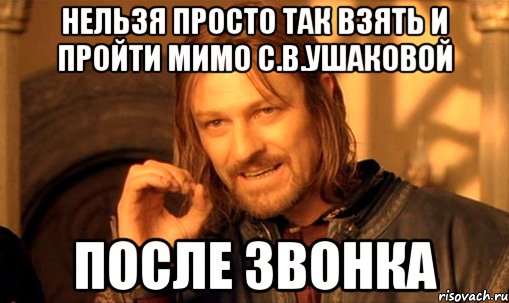 Нельзя просто так взять и пройти мимо С.В.Ушаковой ПОСЛЕ ЗВОНКА, Мем Нельзя просто так взять и (Боромир мем)