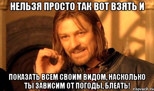 нельзя просто так вот взять и показать всем своим видом, насколько ты зависим от погоды, блеать!, Мем Нельзя просто так взять и (Боромир мем)