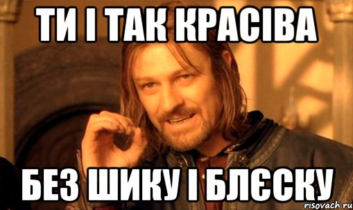 ти і так красіва без шику і блєску, Мем Нельзя просто так взять и (Боромир мем)