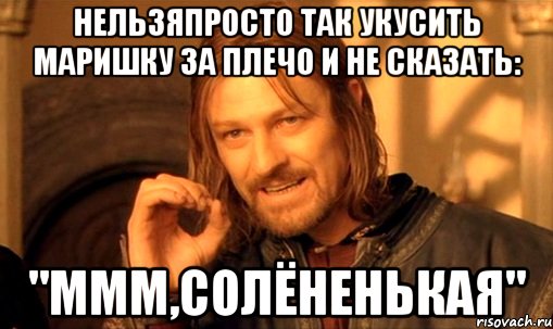 Нельзяпросто так укусить Маришку за плечо и не сказать: "ммм,солёненькая", Мем Нельзя просто так взять и (Боромир мем)