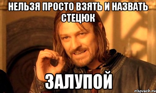 Нельзя просто взять и назвать Стецюк Залупой, Мем Нельзя просто так взять и (Боромир мем)