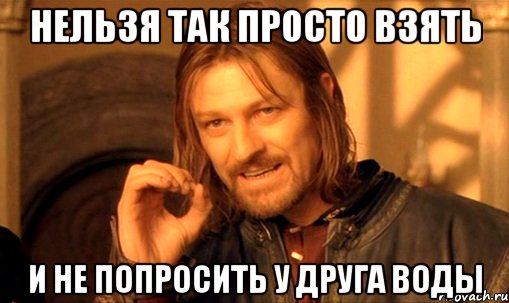 Нельзя так просто взять и не попросить у друга воды, Мем Нельзя просто так взять и (Боромир мем)