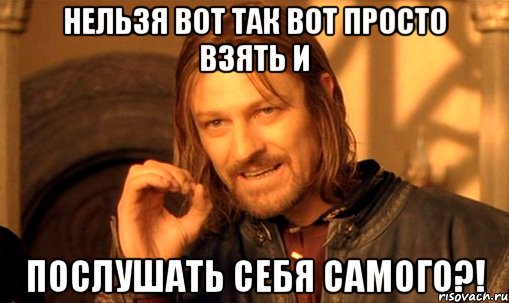 Нельзя вот так вот просто взять и послушать себя самого?!, Мем Нельзя просто так взять и (Боромир мем)