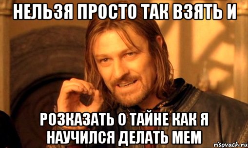 Нельзя просто так взять и розказать о тайне как я научился делать мем, Мем Нельзя просто так взять и (Боромир мем)