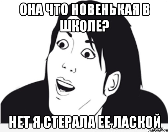 ОНА ЧТО НОВЕНЬКАЯ В ШКОЛЕ? НЕТ Я СТЕРАЛА ЕЕ ЛАСКОЙ, Мем  Да ладна