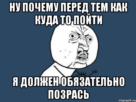 НУ ПОЧЕМУ ПЕРЕД ТЕМ КАК КУДА ТО ПОЙТИ Я ДОЛЖЕН ОБЯЗАТЕЛЬНО ПОЗРАСЬ, Мем Ну почему