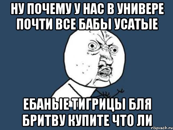 ну почему у нас в универе почти все бабы усатые ебаные тигрицы бля бритву купите что ли, Мем Ну почему