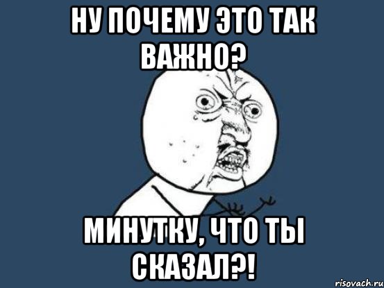 Ну почему это так важно? Минутку, что ты сказал?!, Мем Ну почему