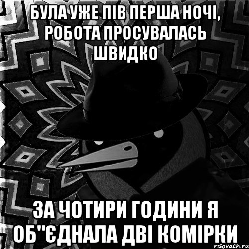 була уже пів перша ночі, робота просувалась швидко за чотири години я об"єднала дві комірки