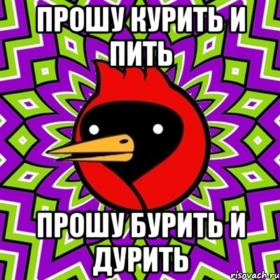 ПРОШУ КУРИТЬ И ПИТЬ ПРОШУ БУРИТЬ И ДУРИТЬ, Мем Омская птица