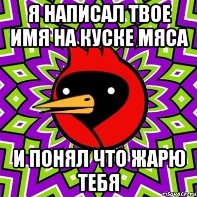 Я НАПИСАЛ ТВОЕ ИМЯ НА КУСКЕ МЯСА И ПОНЯЛ ЧТО ЖАРЮ ТЕБЯ, Мем Омская птица