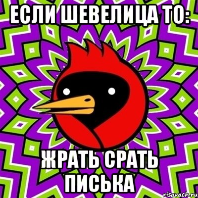 если шевелица то: ЖРАТЬ СРАТЬ ПИСЬКА, Мем Омская птица
