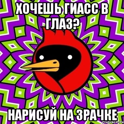 ХОЧЕШЬ ГИАСС В ГЛАЗ? НАРИСУЙ НА ЗРАЧКЕ, Мем Омская птица