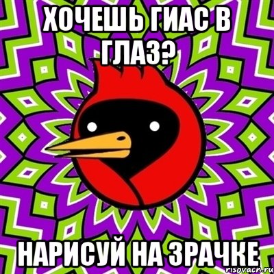 ХОЧЕШЬ ГИАС В ГЛАЗ? НАРИСУЙ НА ЗРАЧКЕ, Мем Омская птица