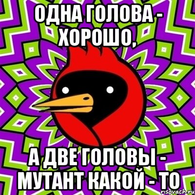ОДНА ГОЛОВА - ХОРОШО, А ДВЕ ГОЛОВЫ - МУТАНТ КАКОЙ - ТО, Мем Омская птица