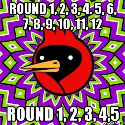 Round 1, 2, 3, 4. 5, 6, 7, 8, 9, 10, 11, 12 Round 1, 2, 3, 4,5, Мем Омская птица