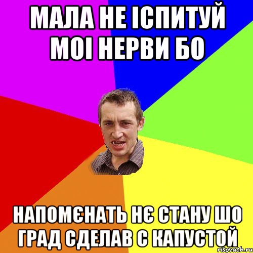 Мала не іспитуй моі нерви бо напомєнать нє стану шо град сделав с капустой, Мем Чоткий паца