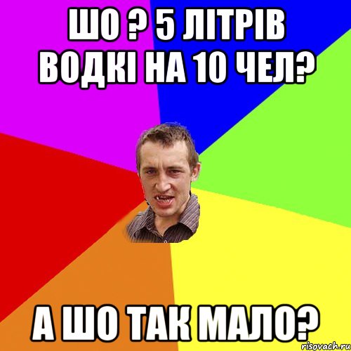 ШО ? 5 ЛІТРІВ водкі на 10 чел? а шо так мало?, Мем Чоткий паца