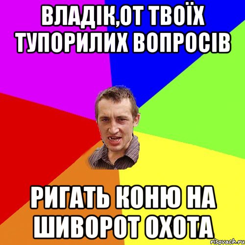 Владік,от твоїх тупорилих вопросів ригать коню на шиворот охота, Мем Чоткий паца