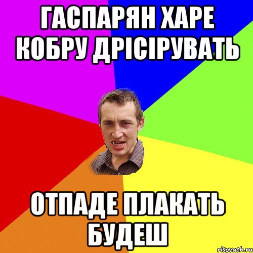 ГАСПАРЯН ХАРЕ КОБРУ ДРІСІРУВАТЬ ОТПАДЕ ПЛАКАТЬ БУДЕШ, Мем Чоткий паца