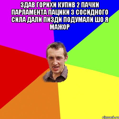 здав горихи купив 2 пачки парламента пацики з сосидного сила дали пизди подумали шо я мажор , Мем Чоткий паца