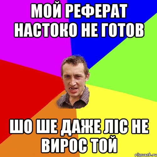 МОЙ РЕФЕРАТ НАСТОКО НЕ ГОТОВ ШО ШЕ ДАЖЕ ЛІС НЕ ВИРОС ТОЙ, Мем Чоткий паца