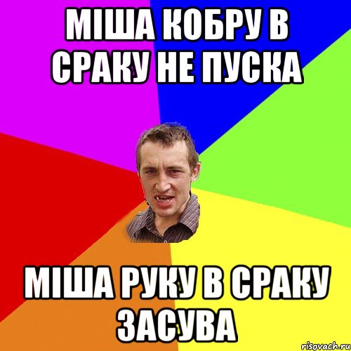 Міша кобру в сраку не пуска міша руку в сраку засува, Мем Чоткий паца