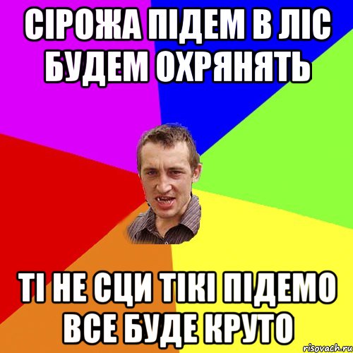 сірожа підем в ліс будем охрянять ті не сци тікі підемо все буде круто, Мем Чоткий паца