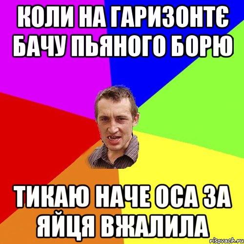 Коли на гаризонтє бачу пьяного Борю тикаю наче оса за яйця вжалила, Мем Чоткий паца