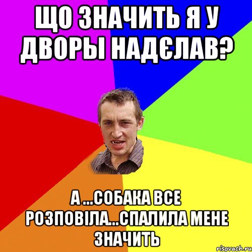 що значить я у дворы надєлав? а ...собака все розповіла...спалила мене значить, Мем Чоткий паца