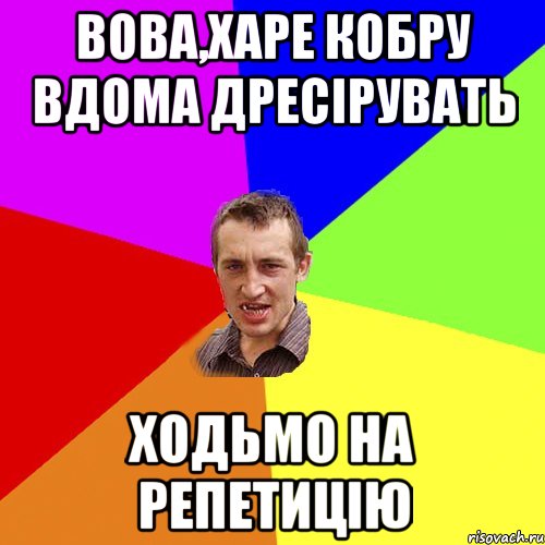 Вова,харе кобру вдома дресірувать ходьмо на репетицію, Мем Чоткий паца