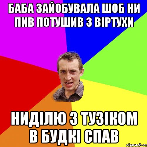 Баба зайобувала шоб ни пив потушив з віртухи Ниділю з тузіком в будкі спав, Мем Чоткий паца