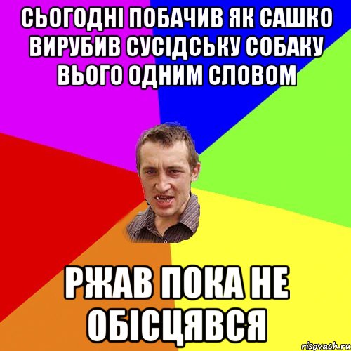 Сьогодні побачив як Сашко вирубив сусідську собаку вього одним словом ржав пока не обісцявся, Мем Чоткий паца