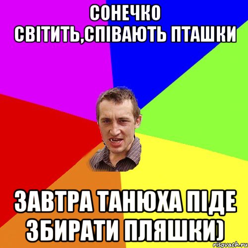 сонечко світить,співають пташки завтра танюха піде збирати пляшки), Мем Чоткий паца