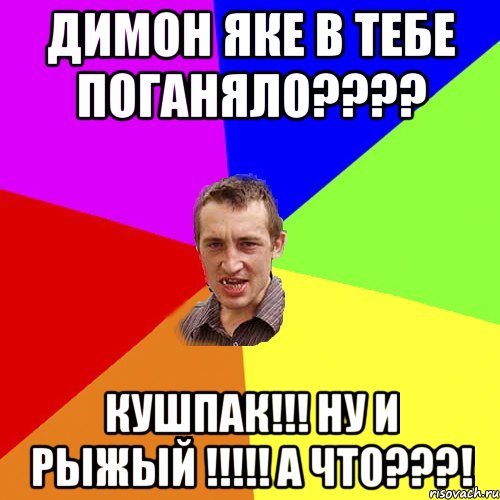 Димон яке в тебе поганяло???? Кушпак!!! Ну и рыжый !!!!! А что???!, Мем Чоткий паца