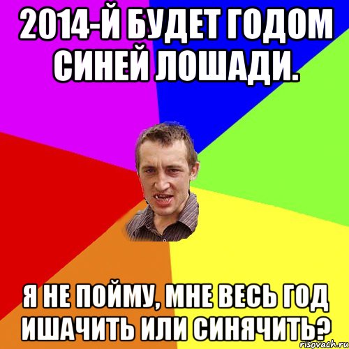 2014-й будет годом синей лошади. Я не пойму, мне весь год ишачить или синячить?, Мем Чоткий паца