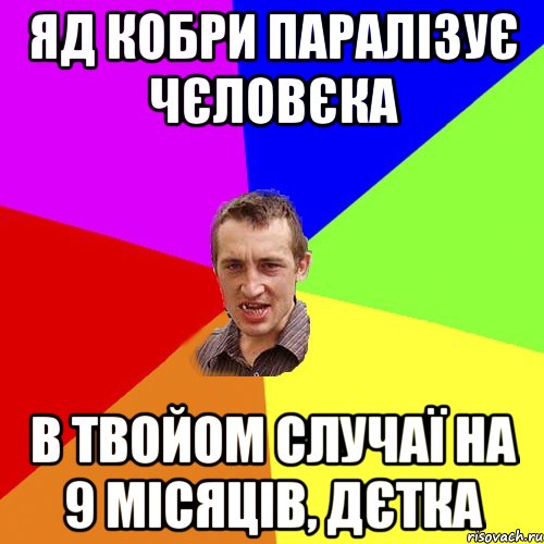 яд кобри паралізує чєловєка в твойом случаї на 9 місяців, дєтка, Мем Чоткий паца