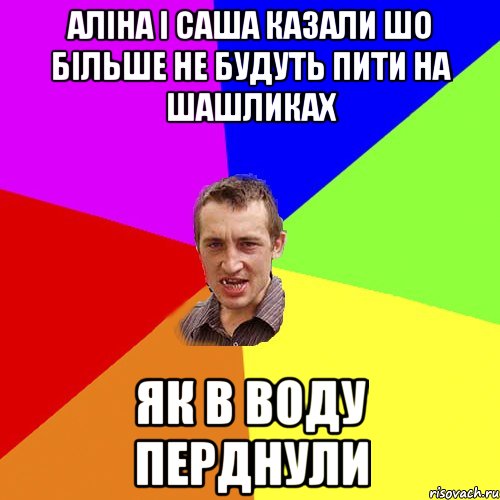 аліна і саша казали шо більше не будуть пити на шашликах як в воду перднули, Мем Чоткий паца