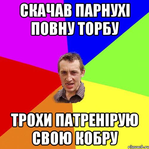 СКАЧАВ ПАРНУХІ ПОВНУ ТОРБУ ТРОХИ ПАТРЕНІРУЮ СВОЮ КОБРУ, Мем Чоткий паца
