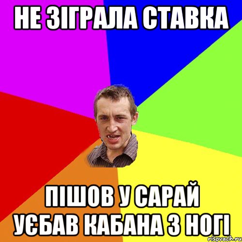 не зіграла ставка пішов у сарай уєбав кабана з ногі, Мем Чоткий паца