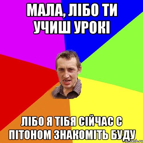 Мала, лібо ти учиш урокі Лібо я тібя сійчас с пітоном знакоміть буду, Мем Чоткий паца