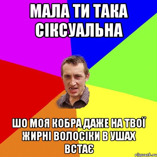 МАЛА ТИ ТАКА СІКСУАЛЬНА ШО МОЯ КОБРА ДАЖЕ НА ТВОЇ ЖИРНІ ВОЛОСІКИ В УШАХ ВСТАЄ, Мем Чоткий паца