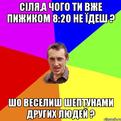 Сіля,а чого ти вже пижиком 8:20 не їдеш ? шо веселиш шептунами других людей ?, Мем Чоткий паца