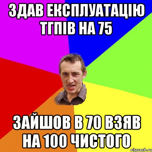 Здав експлуатацію ТГПіВ на 75 зайшов в 70 взяв на 100 чистого, Мем Чоткий паца