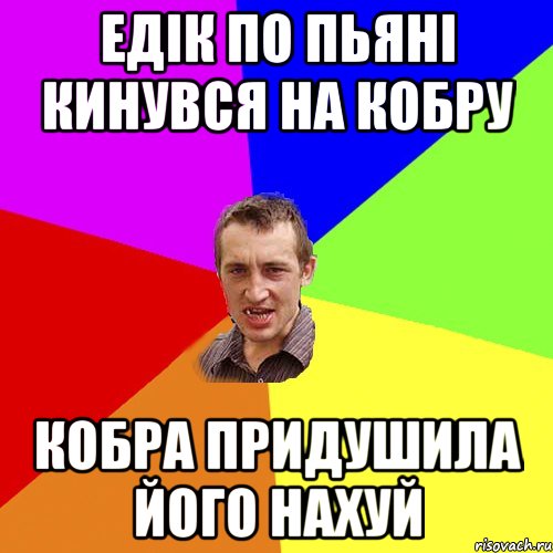 Едік по пьяні кинувся на кобру кобра придушила його нахуй, Мем Чоткий паца