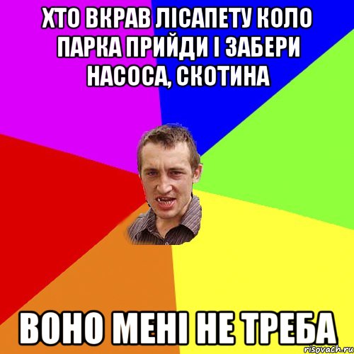 ХТО ВКРАВ ЛІСАПЕТУ КОЛО ПАРКА ПРИЙДИ І ЗАБЕРИ НАСОСА, СКОТИНА ВОНО МЕНІ НЕ ТРЕБА, Мем Чоткий паца