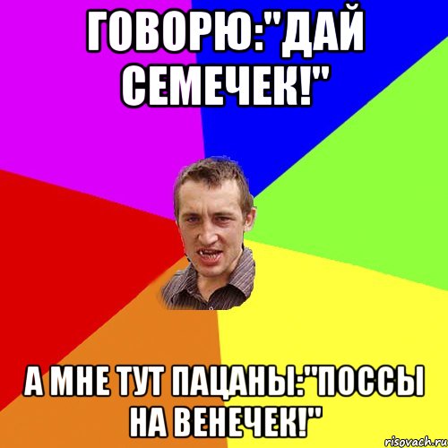 Говорю:"Дай семечек!" А мне тут пацаны:"Поссы на венечек!", Мем Чоткий паца